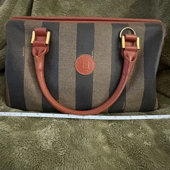 Fendi Brown and Black Striped small Duffel tote - Picture 1 of 11